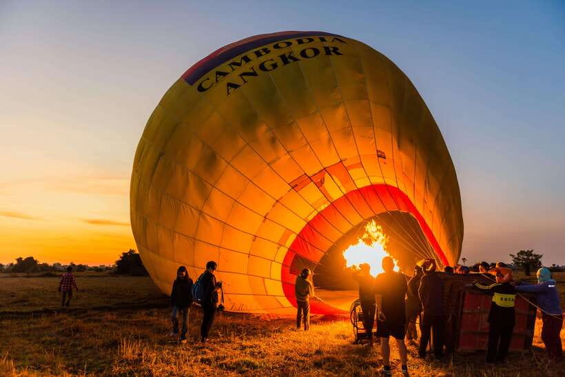 Angkor Stunning Hot Air Balloon - Rising above Bakong at sunrise