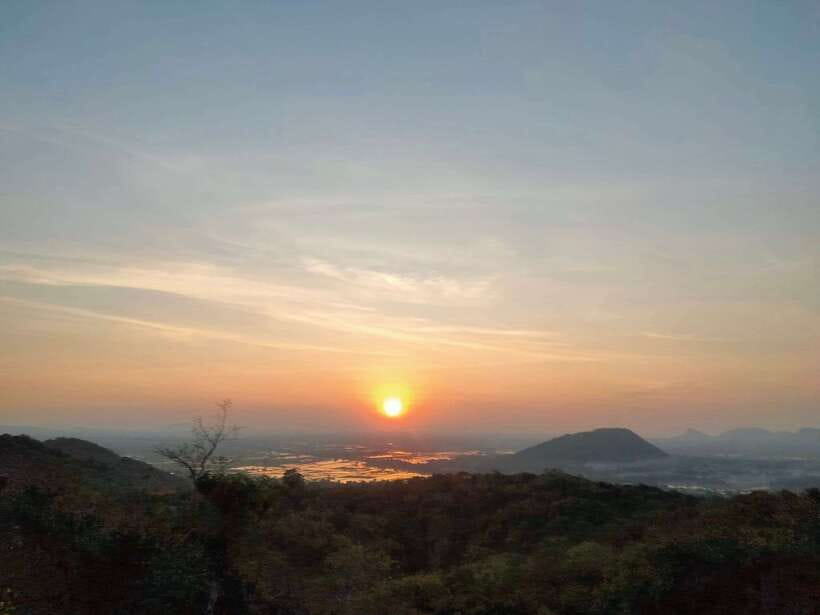 Bamboo Train, Banann Temple, Fruit Bat, Bat Cave, Sunset - Riding the bamboo train through the rice paddies