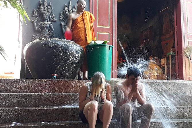 Buddhist Water Blessing and Real Life Experience with Local - Receiving the water blessing at Wat Po Banteaychey