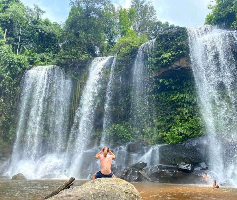 Phnom Kulen Waterfall & the Sacred 1000 Lingas (with Lunch) - Swimming at the two-tiered Kulen Waterfall
