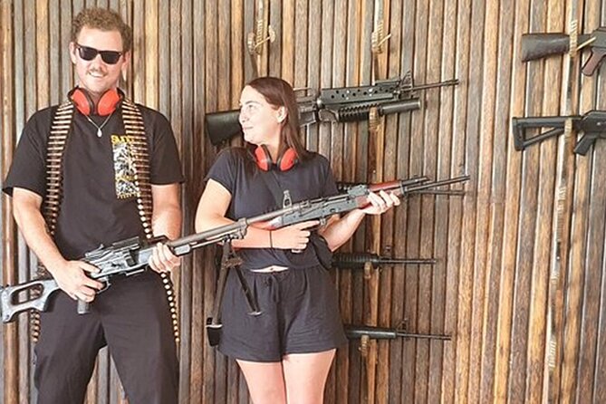 Phnom Penh Outdoor Shooting Range - Choosing between an AK47, an RPG, and a .50 caliber gun
