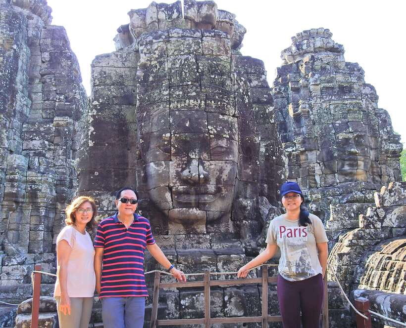 Private Angkor Wat Sunrise Tours And Sunset Floating Village - Bayon’s stone faces