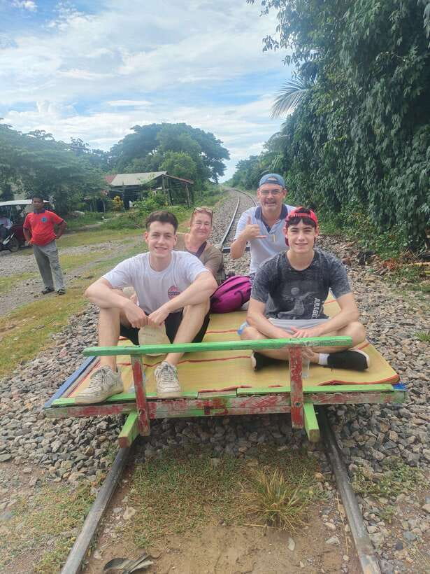 Secret Countryside Rice fields-Bamboo Train/Bat Cave - Views from the top of Phnom Sampov