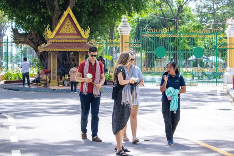 Siem Reap: Khmer Water Blessing by Monk and Lotus Farm Visit - Fried banana, sweet potato, and a local business
